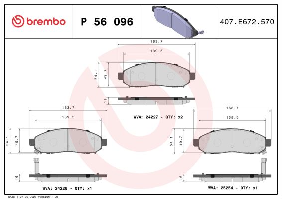 A.B.S. P 56 096 BREMBO Bremsbelagsatz, Scheibenbremse